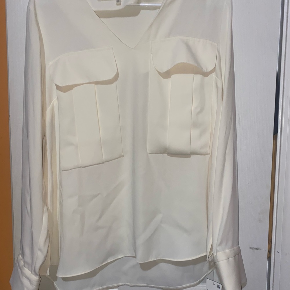 Rachel Roy Sheer White Ivory Work blouse